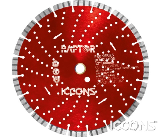 ICCONS DEMOLITION CURED CONCRETE 300MM BLADE RED 
